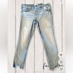 BKE Light Blue Distressed Ankle Jeans